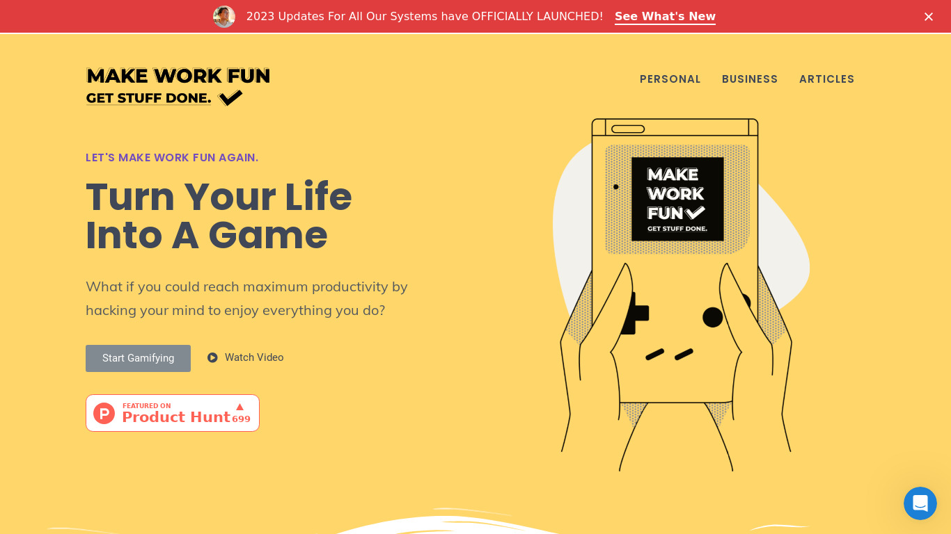 Gamify Your Life Landing page