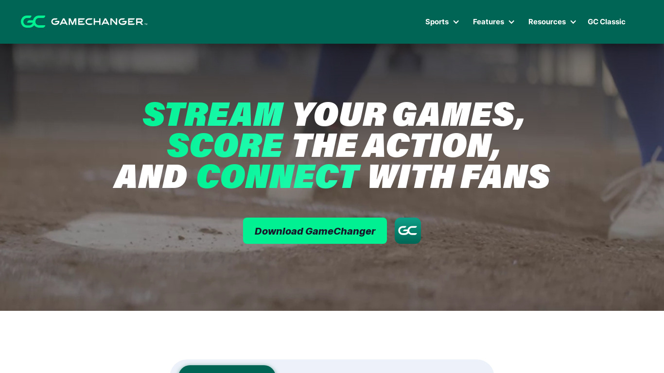 GameChanger Baseball & Softball Scorekeeper Landing page