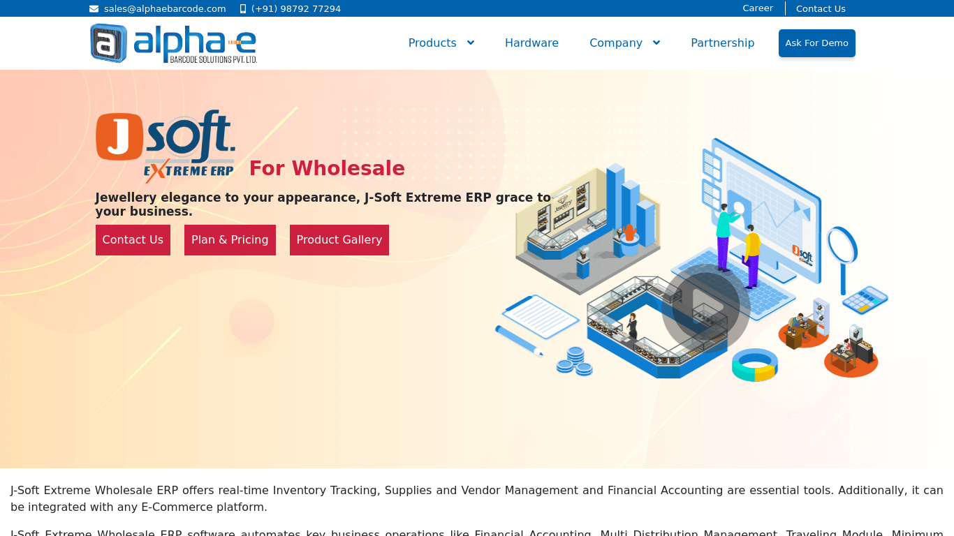 J-Soft Extreme ERP Wholesale Landing page