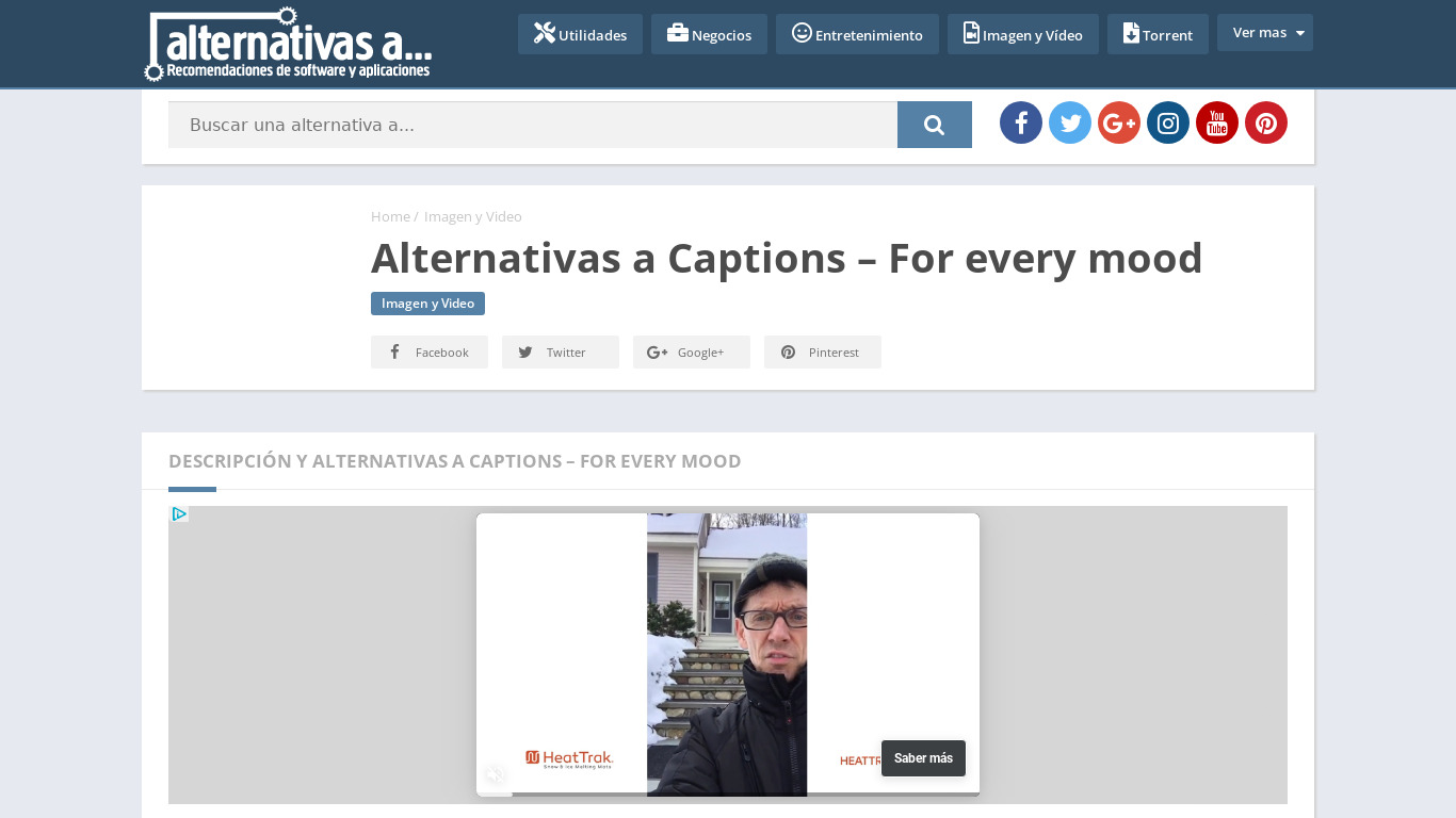Captions – For every mood Landing page
