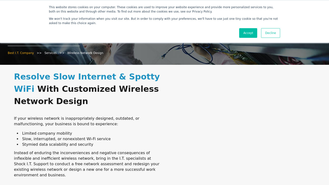 Shockit Wireless Network Design Landing page