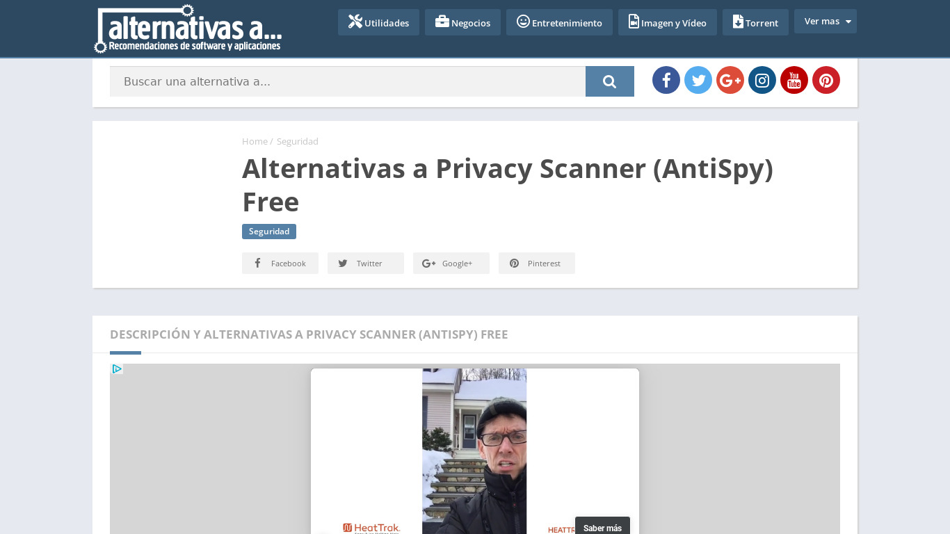 Privacy Scanner (AntiSpy) Free Landing page