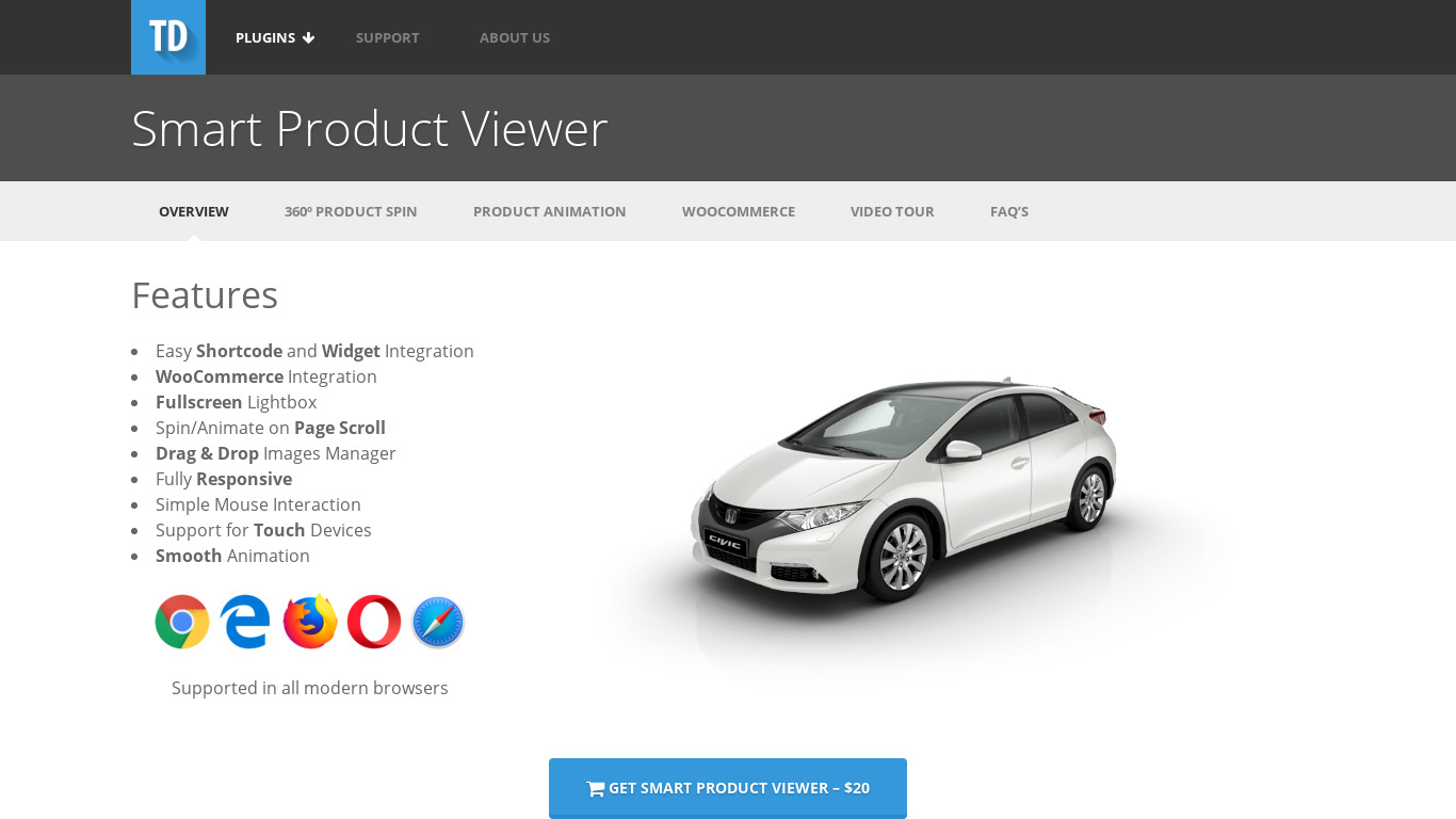 Smart Product Viewer Landing page