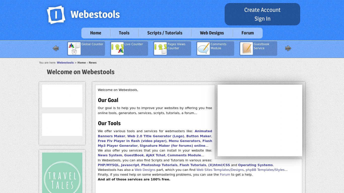 Webestools Landing page
