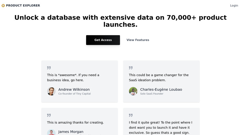 Product Explorer Landing Page