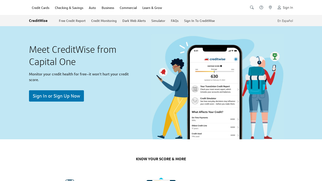 CreditWise Landing page