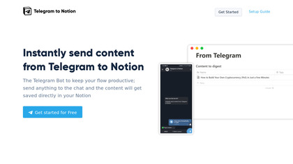 Telegram to Notion screenshot