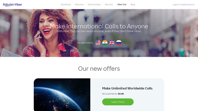Viber Out International Calls Landing Page