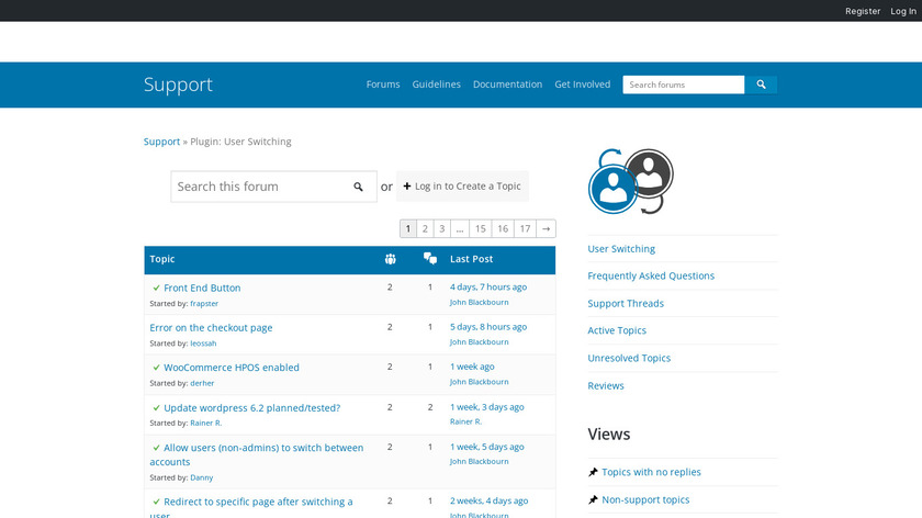 User Switching Landing Page