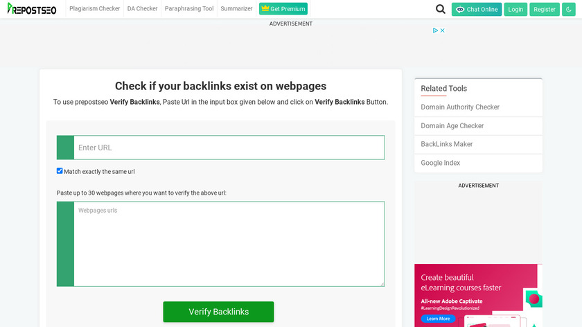 PrepostSEO Verify Backlinks Landing Page