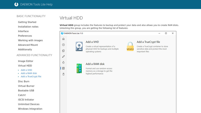 DAEMON Virtual HDD Landing Page