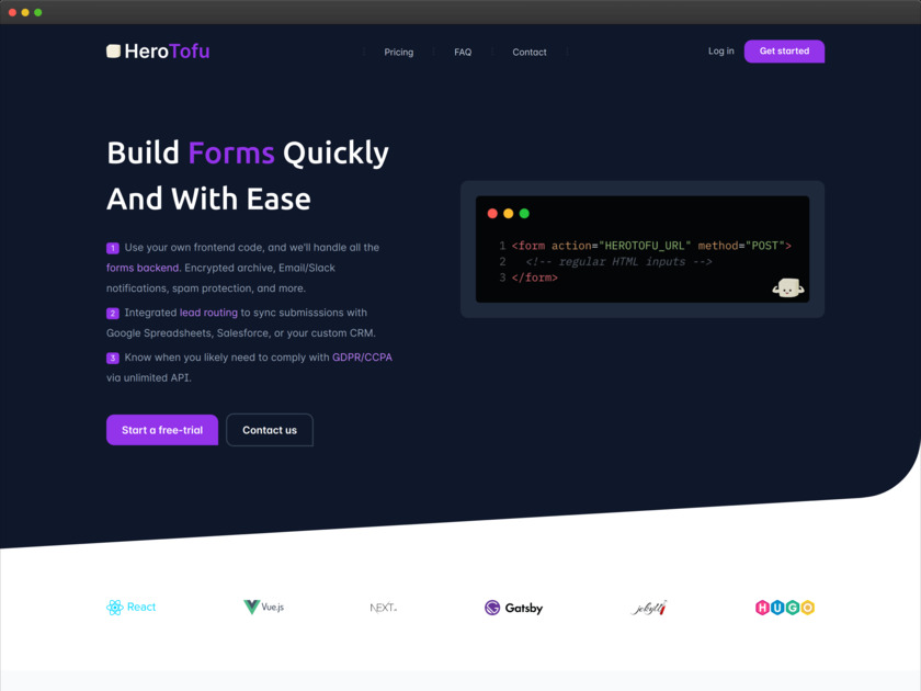 HeroTofu Landing Page