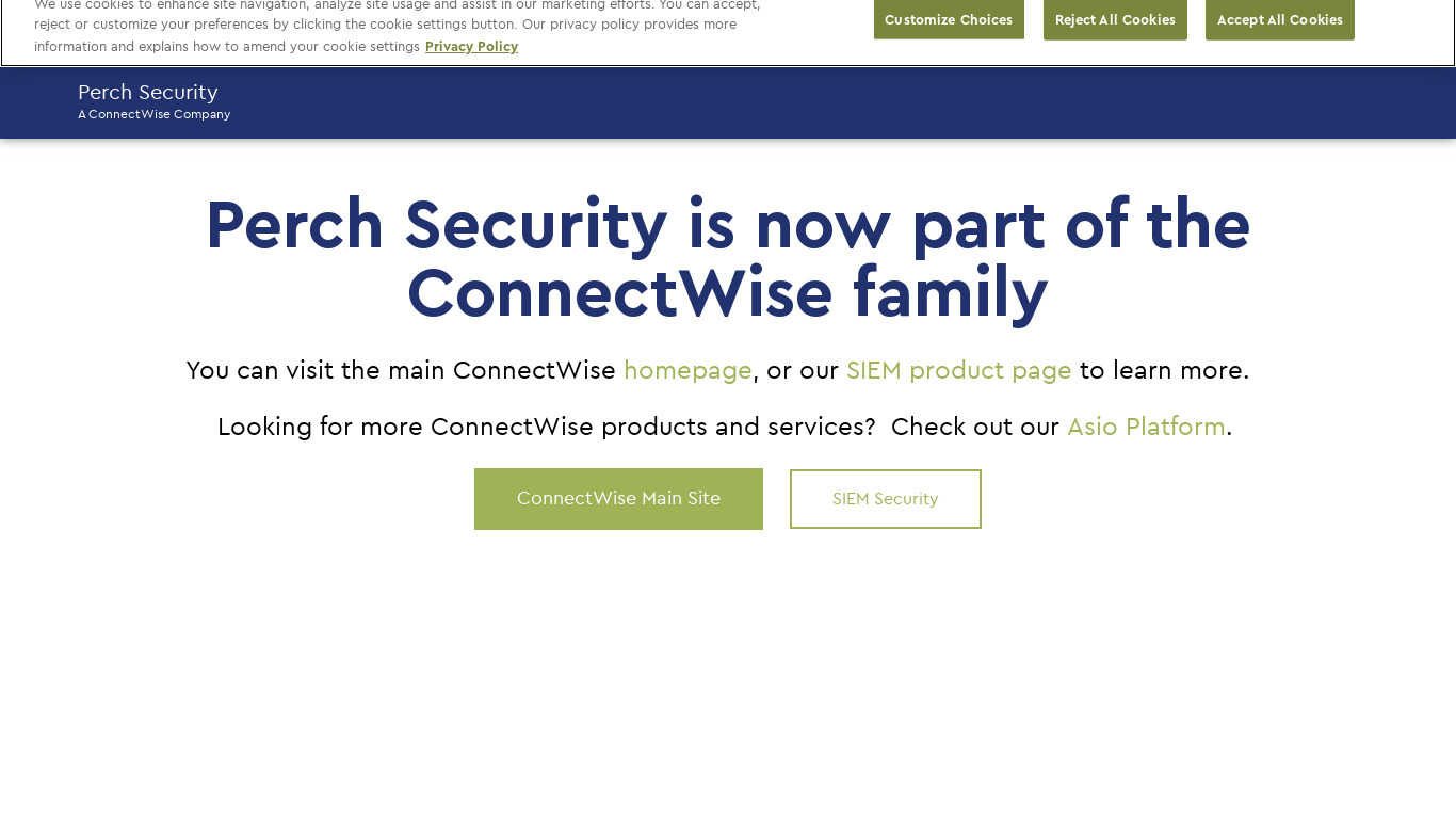 Perch Security Landing page