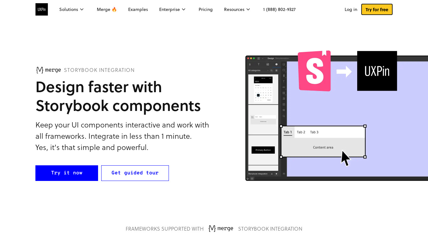 UXPin and Storybook Integration Landing page
