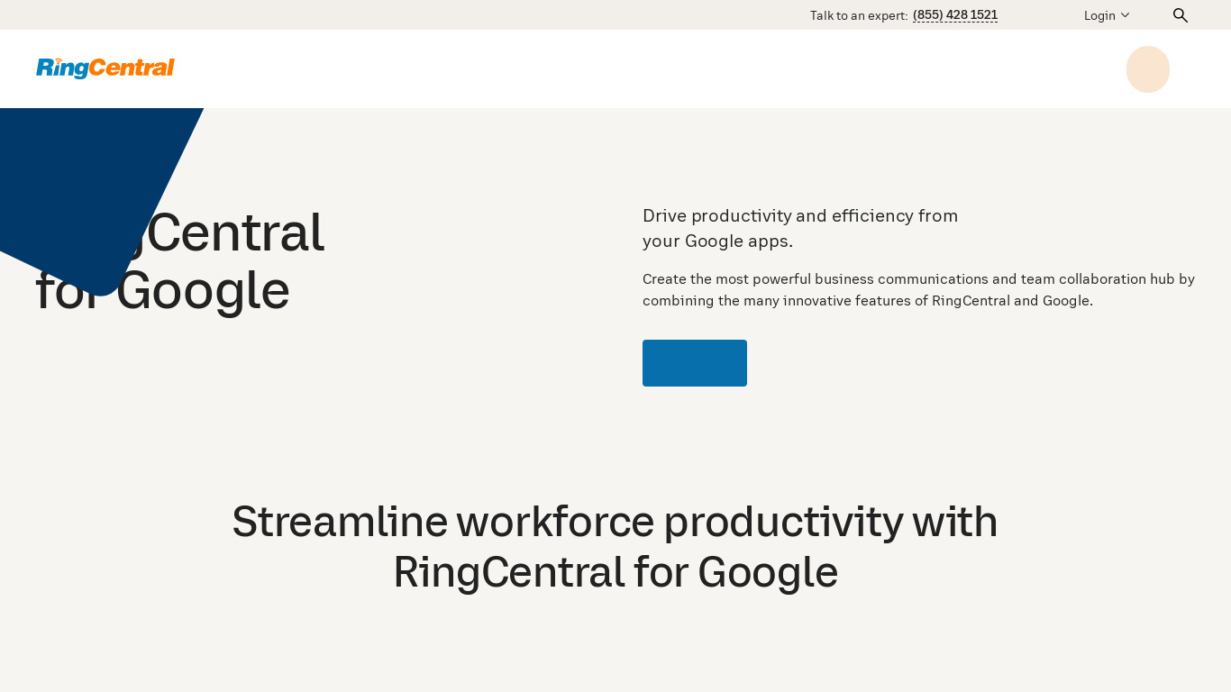 RingCentral for Google Landing page