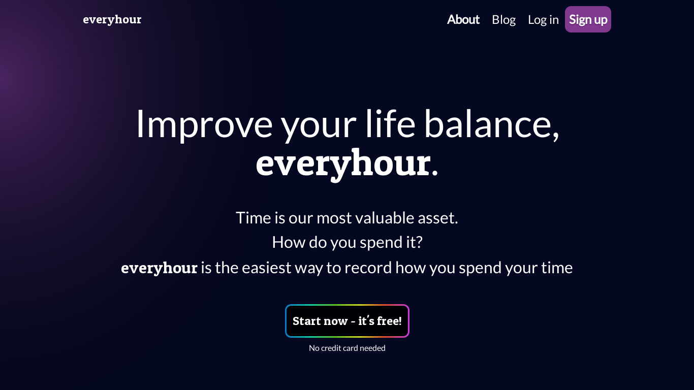 everyhour Landing page