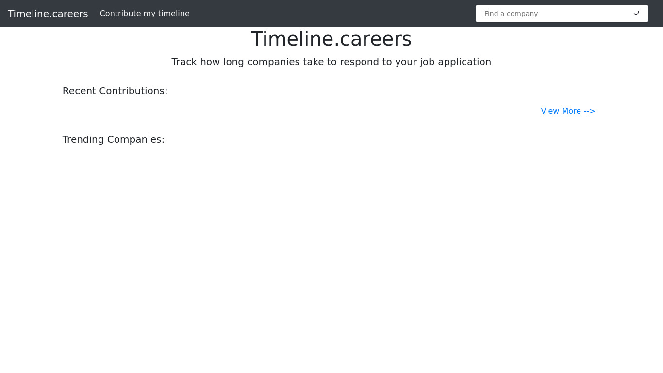 Timeline.careers Landing page