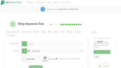 SEOReviewTools Bing Keyword Tool image