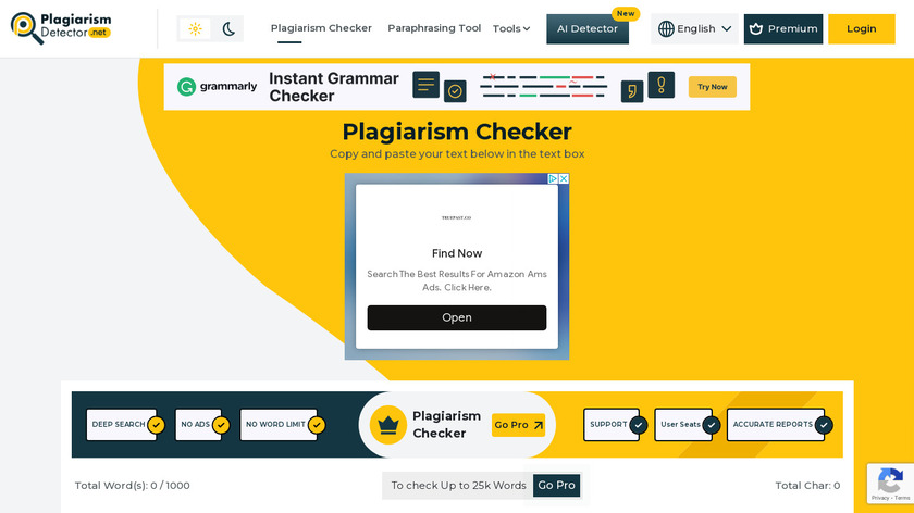 PlagiarismDetector.Net Landing Page