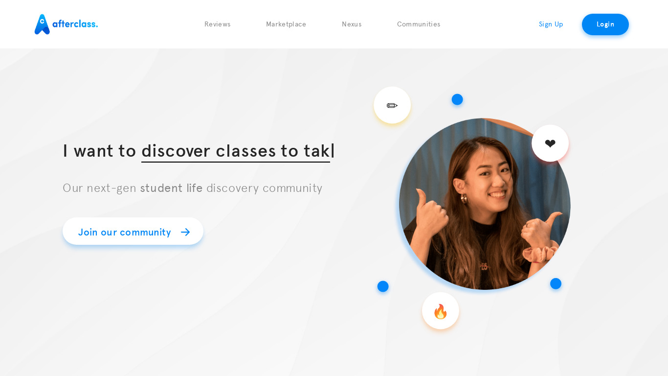 AfterClass Landing page