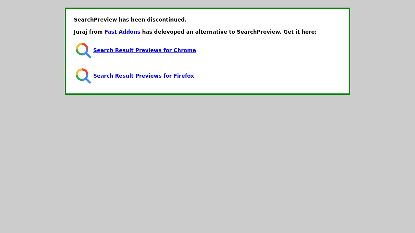 SearchPreview Landing page