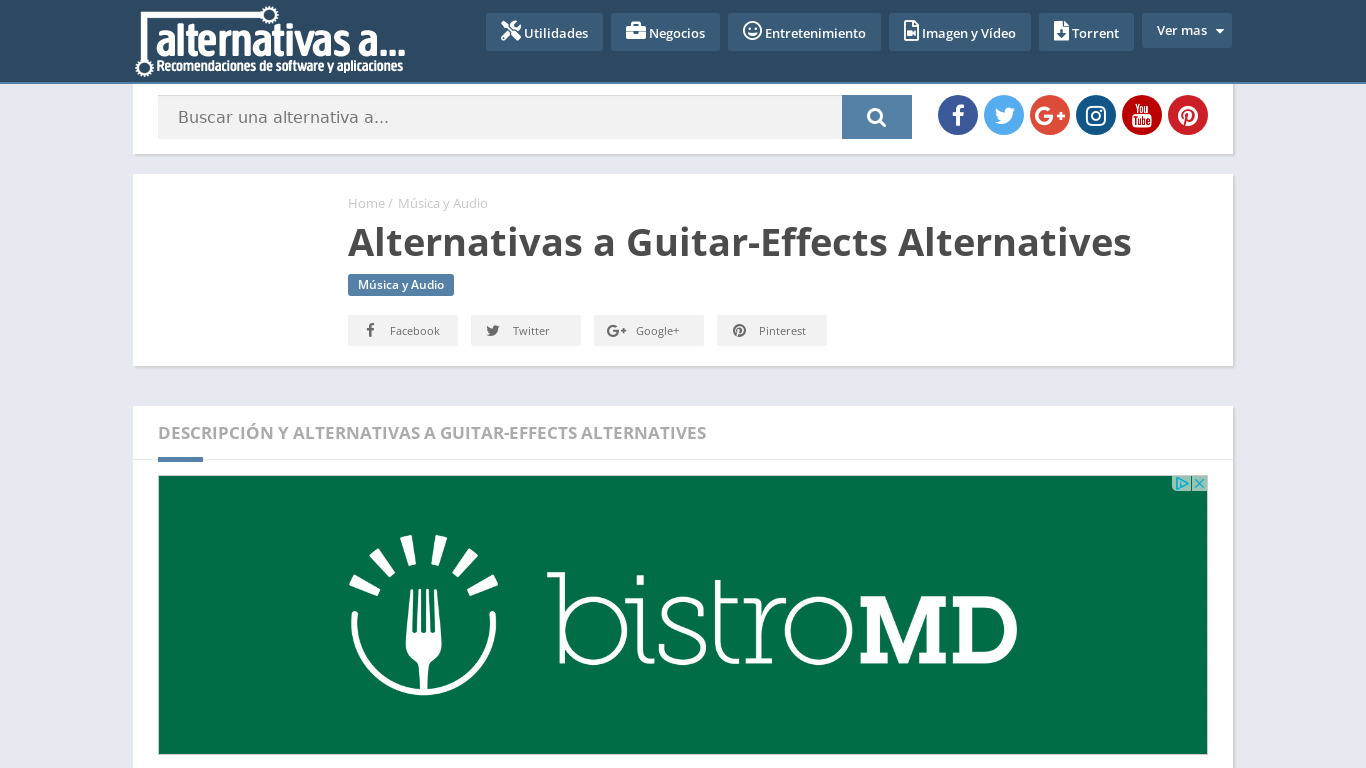Guitar-Effects Alternatives Landing page