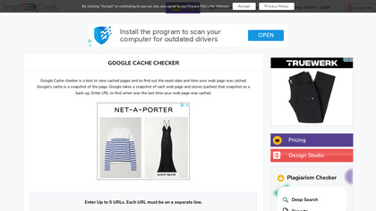 SmallSEOTools Google Cache Checker image
