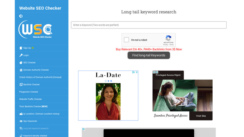 WebsiteSEOChecker Long Tail Keyword Research Landing Page