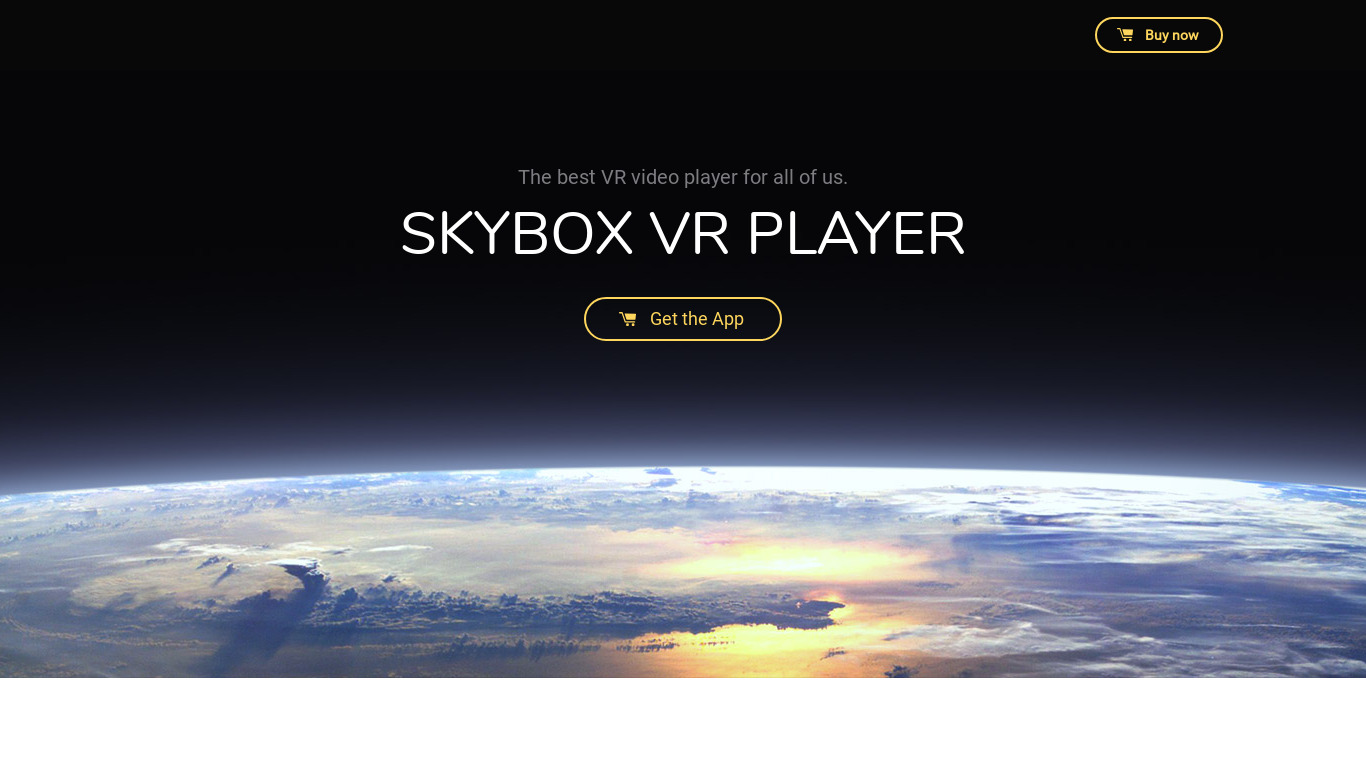 SKYBOX VR Player Landing page