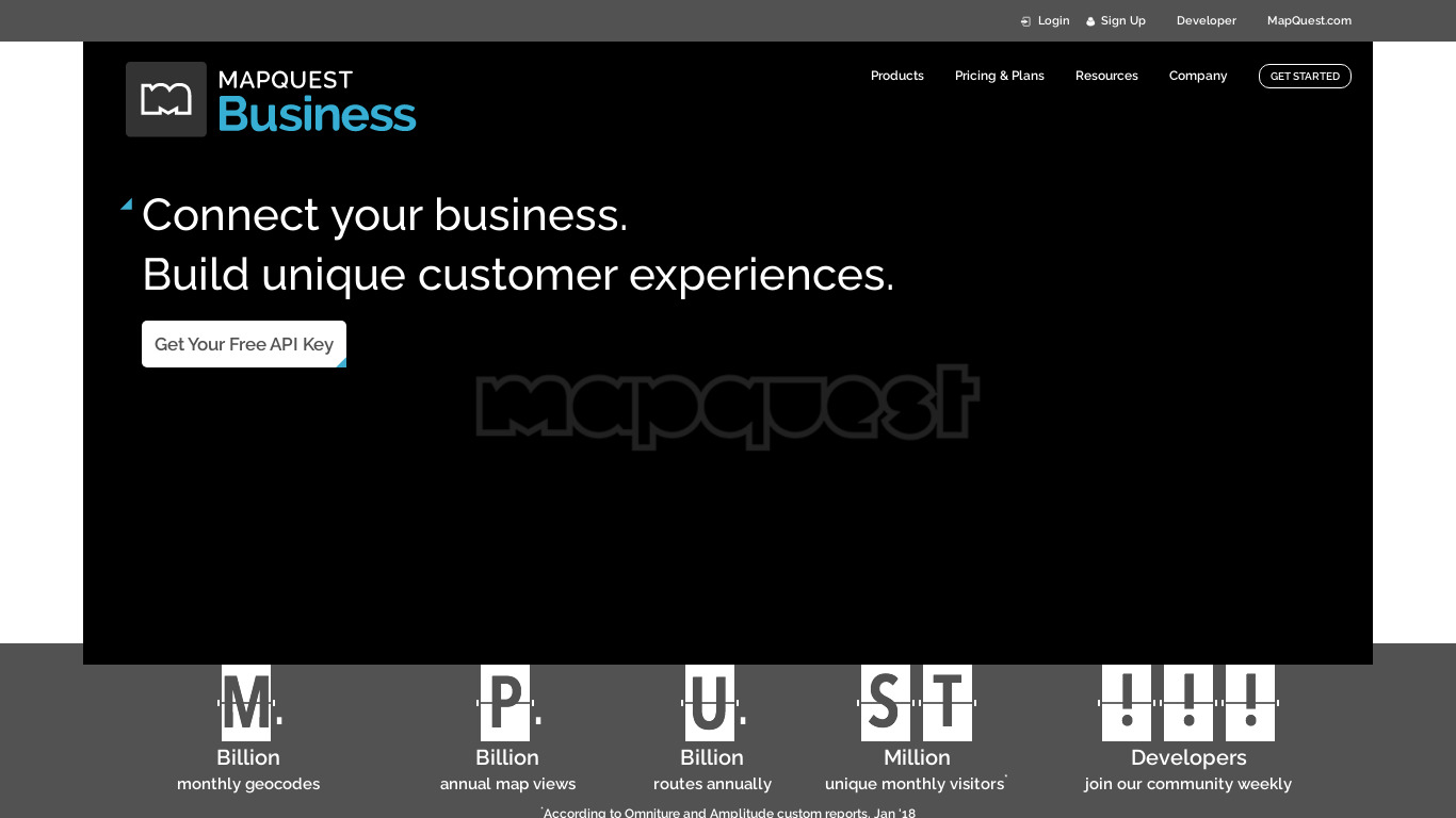 MapQuest Business Landing page