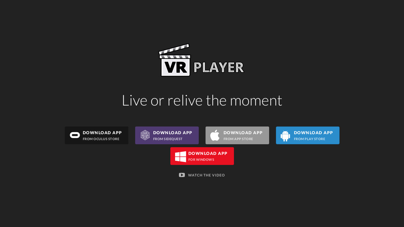 3D VR Player Landing page