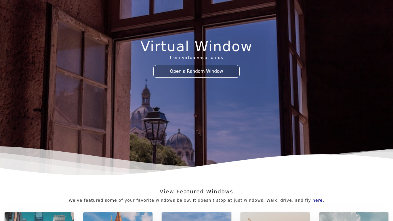 Virtual Window by VirtualVacation Landing page