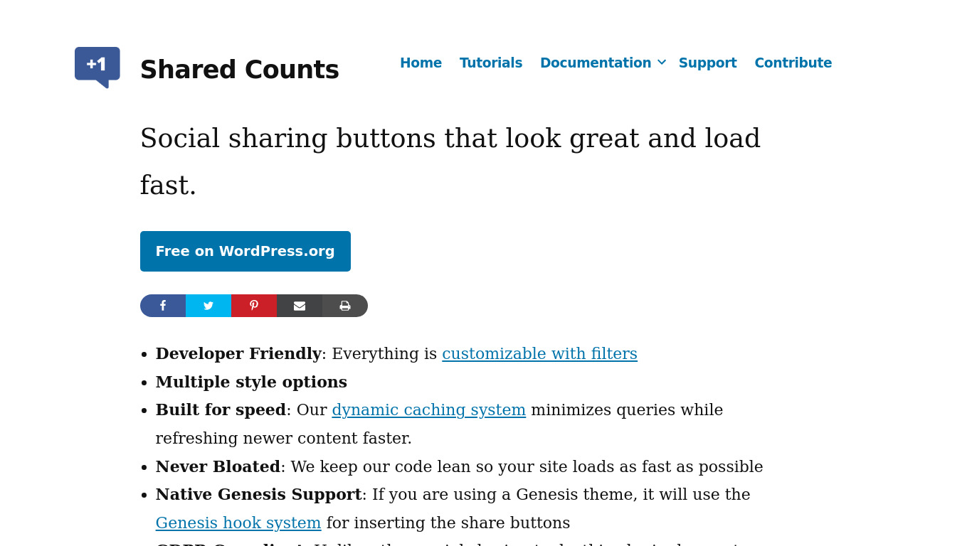 Shared Counts Landing page