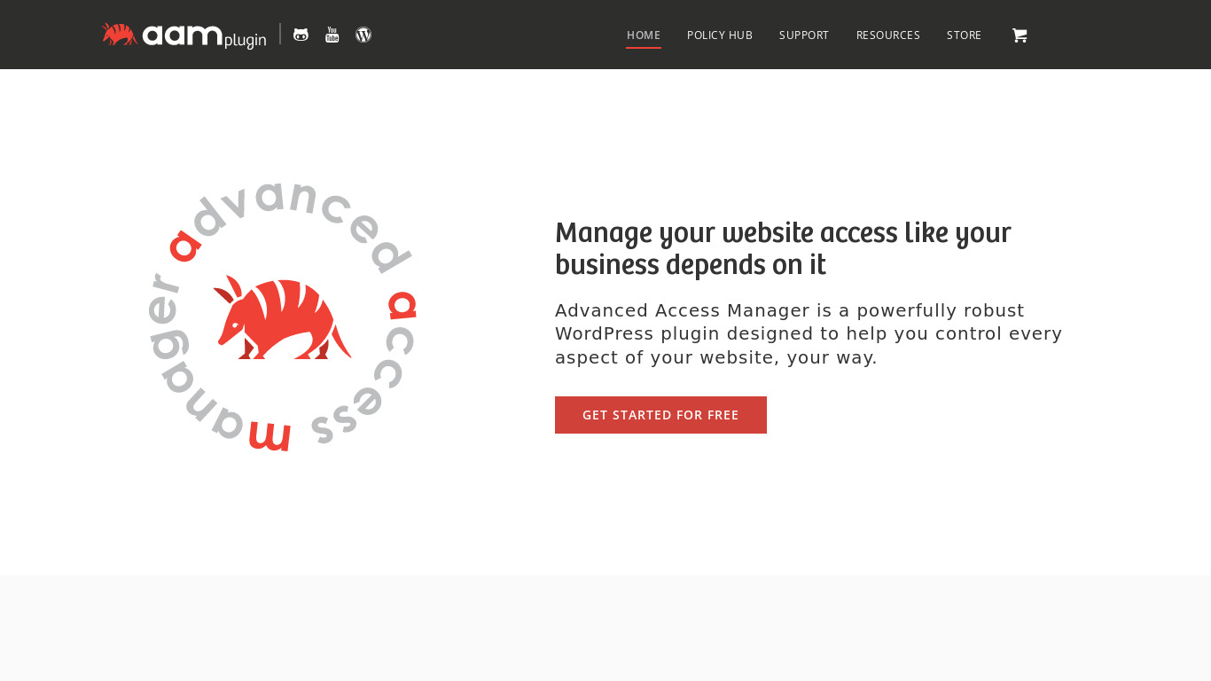 Advanced Access Manager Landing page