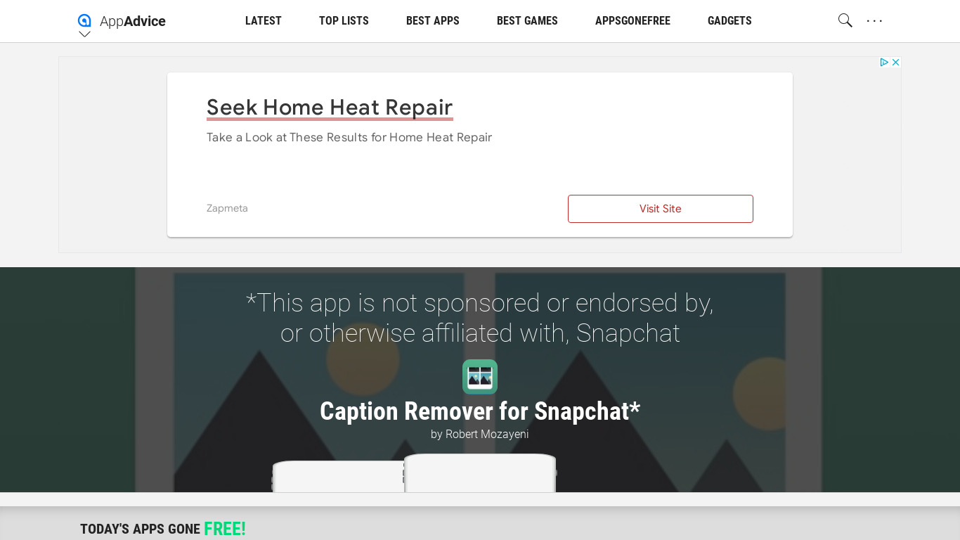 Caption Remover for Snapchat Landing page