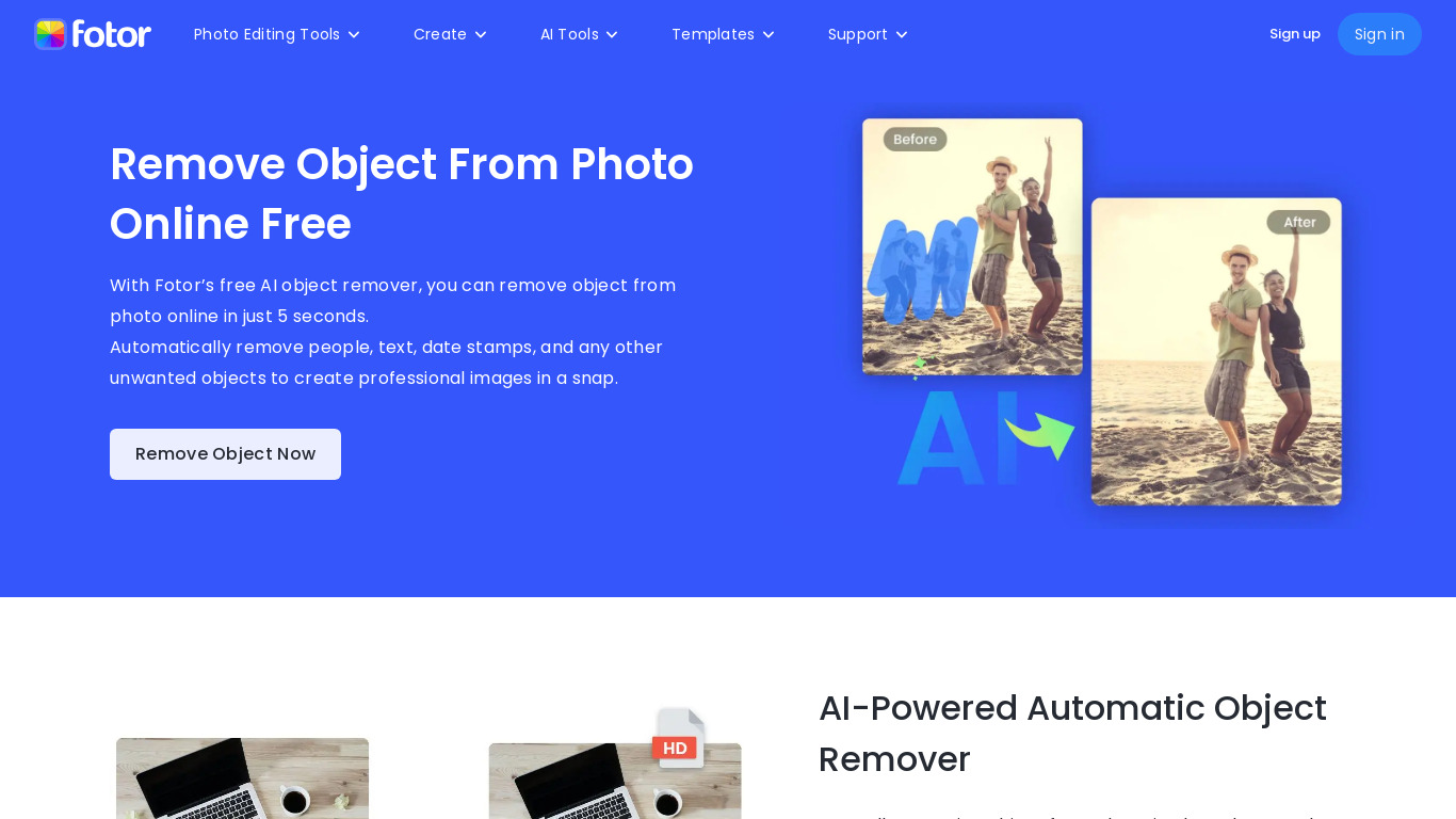 Remove Unwanted Object Landing page