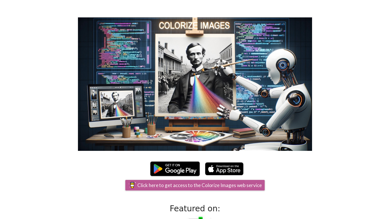 Colorize Images Landing page