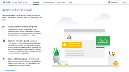 AdSense for Platforms screenshot