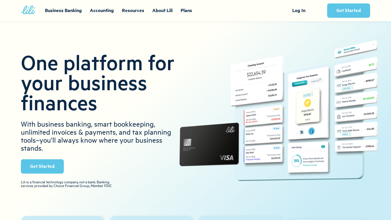 Lili – Mobile Banking Landing page