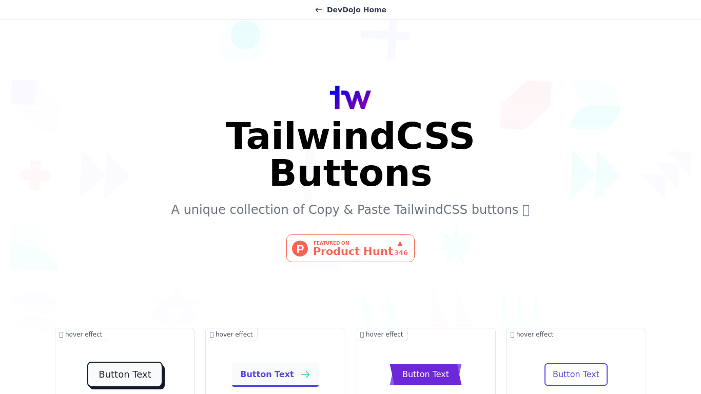 TailwindCSS Buttons Landing page
