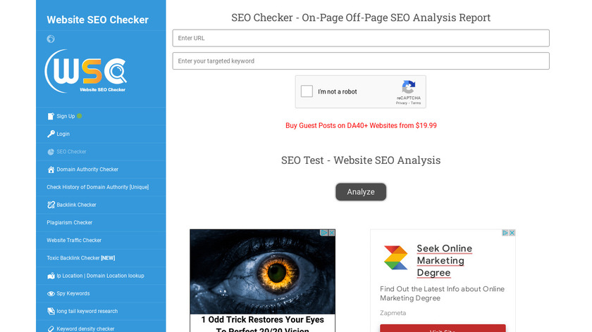 Website SEO Checker Landing Page
