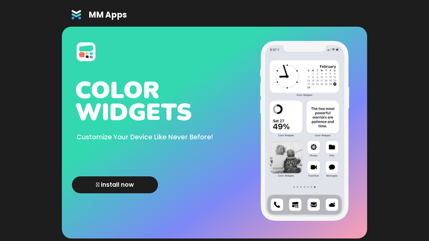 Color Widgets Landing page