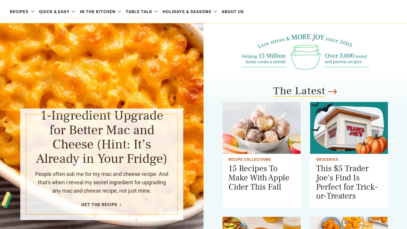 Simply Recipes Landing page
