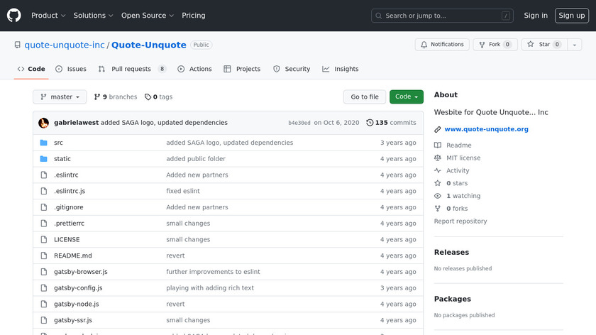 Quote - Unquote Landing Page
