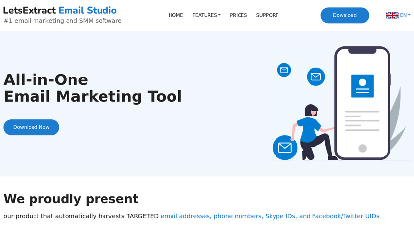 LetsExtract Email Studio Landing Page