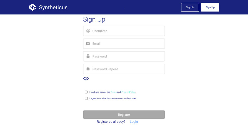 Syntheticus.ai Landing Page