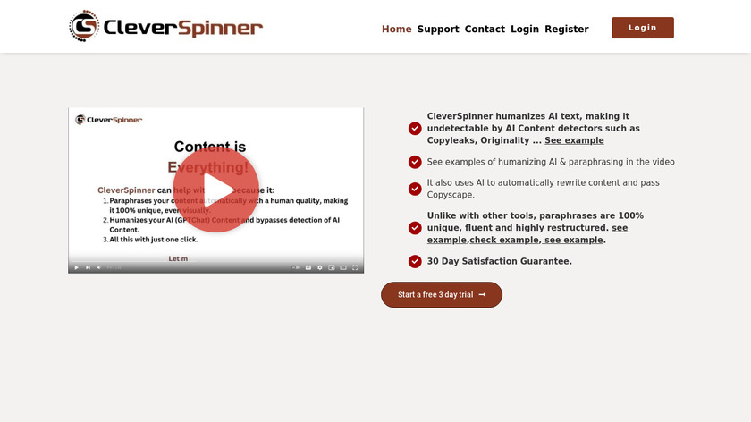 CleverSpinner Landing Page