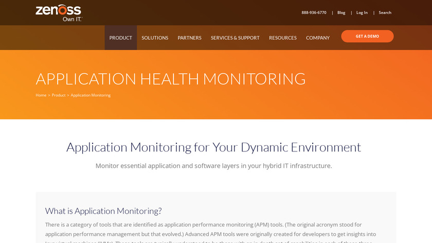 Zenoss Application Monitoring Landing Page