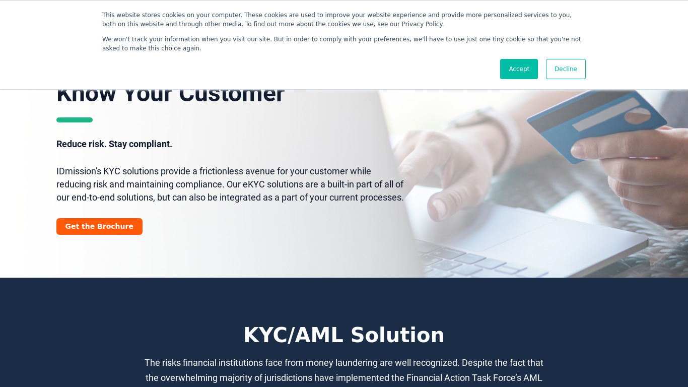 IDMission Know Your Customer Landing page
