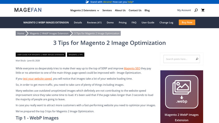 Magefan Magento 2 Image Optimization Landing Page